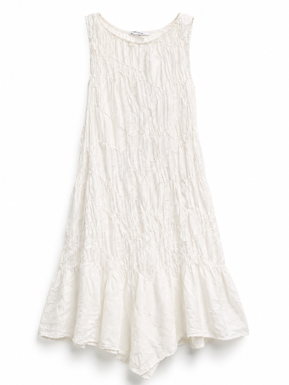 Women's White Sleeveless Tiered sheer dress